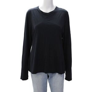 Aeve Womens Cotton Long Sleeve Round Neck Casual Basic Top Black Size S